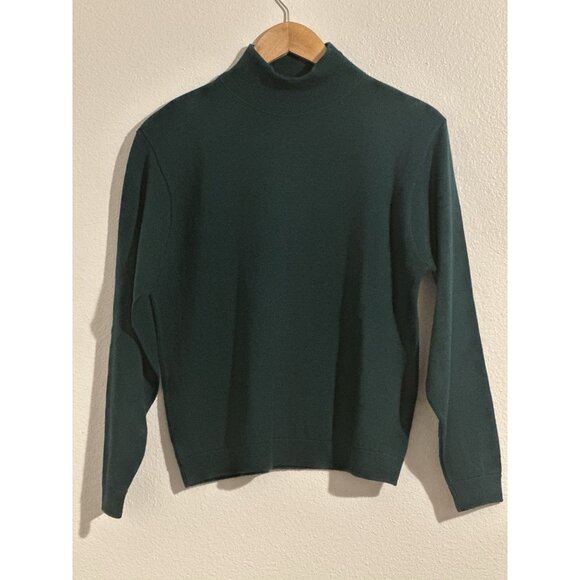 Pendleton Sweater Womens Medium Green Mock Neck 100% Cotton Made in USA Pullover - Picture 1 of 6